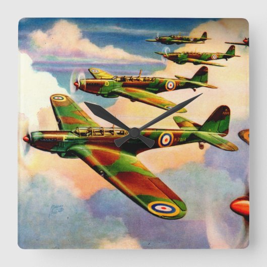 1939 British Fairey Junior Medium Bomber Vierkante Klok (Voorkant)