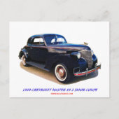 1939 CHEVROLET MASTER 85 2-DEUR COUPE BRIEFKAART (Voorkant)