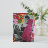 1939 Damesmodel in Pyjama Mixed Media Collage Briefkaart (Staand voorkant)