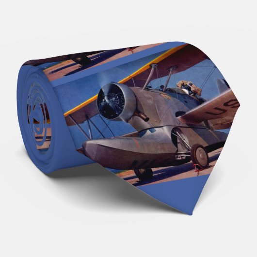 1939 Grumman F-2 vliegtuigprint Stropdas (Opgerold)