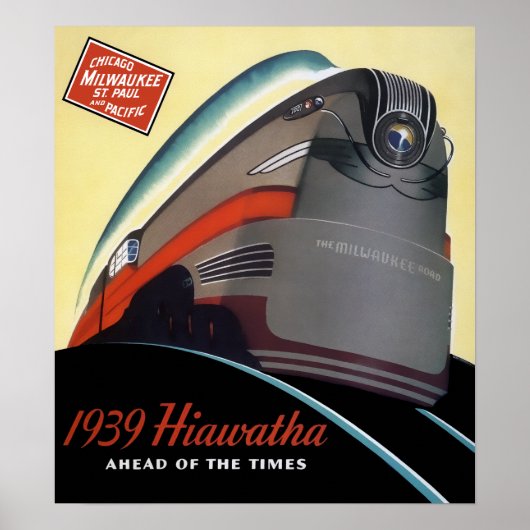 1939 HIAWATHA GESTROOMLIJNDE TREIN POSTER (Voorkant)