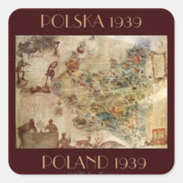 1939 KAART VAN POLEN VIERKANTE STICKER
