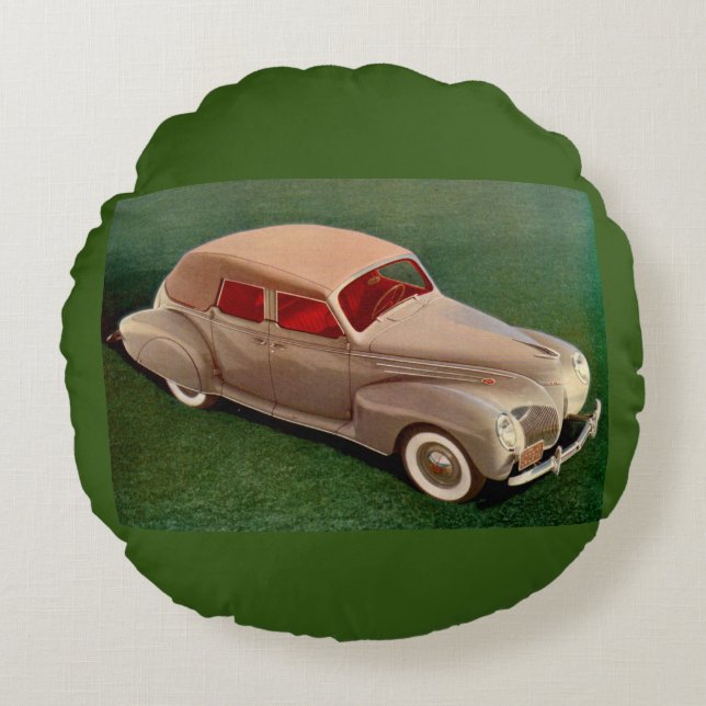1939 Lincoln Zephyr Rond Kussen (Voorkant)