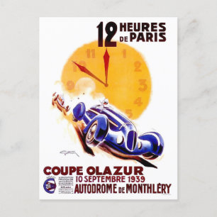 1939 Parijs 12-uurs races Briefkaart