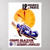 1939 Parijs 12-uurs  races Poster (Voorkant)