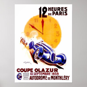 1939 Parijs 12-uurs  races Poster