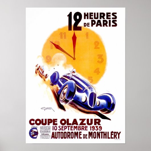 1939 Parijs 12-uurs  races Poster (Voorkant)