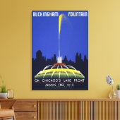  1939 Poster, Chicago's Buckingham Fountain Canvas Afdruk (Insitu (Woonkamer))