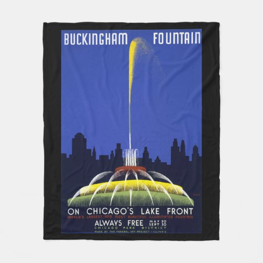  1939 Poster, Chicago's Buckingham Fountain Fleece Deken (Voorkant)