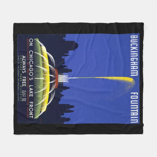  1939 Poster, Chicago's Buckingham Fountain Fleece Deken (Voorkant (Horizontaal))