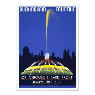 1939 Poster, Chicago's Buckingham Fountain Foto Afdruk