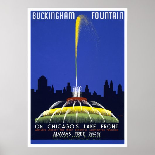  1939 Poster, Chicago's Buckingham Fountain Poster (Voorkant)