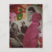 1939 Roze Pyjama Dames Mixed Media Collage Briefkaart (Voorkant)