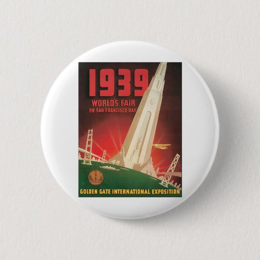 1939 World's Fair San Francisco Bay Ronde Button 5,7 Cm (Voorkant)