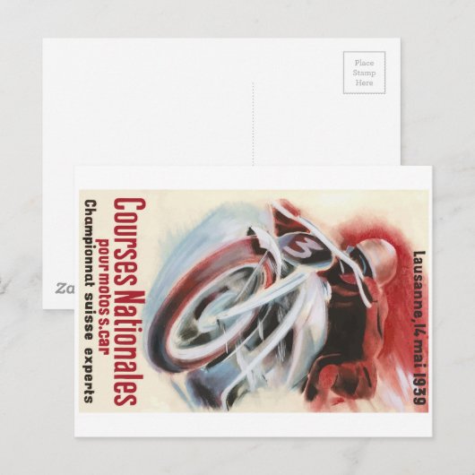 1939 Zwitsers Nationaal het Rennen van de Briefkaart (Voorkant / Achterkant)