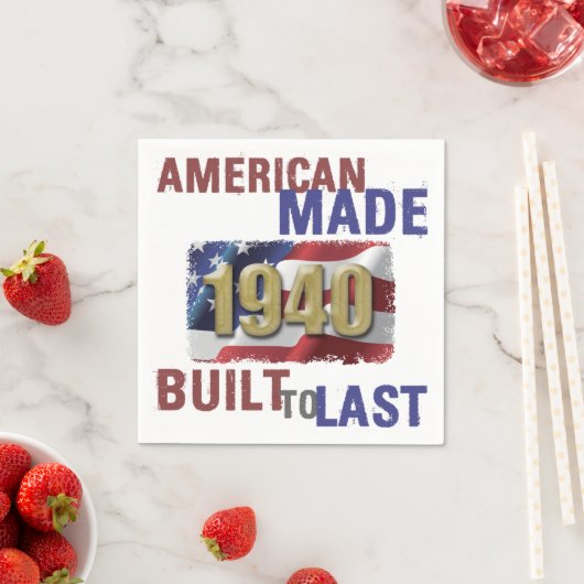 1940 Amerikaanse Made 80th Birthday Servet (Insitu)