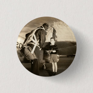 1940 Amerikaanse militaire piloot en jongetje Ronde Button 3,2 Cm