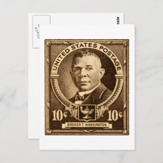 1940 Booker T. Washington Stamp Briefkaart (Voorkant / Achterkant)