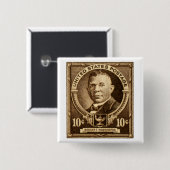 1940 Booker T. Washington Stamp Vierkante Button 5,1 Cm (Voorkant /achterkant)