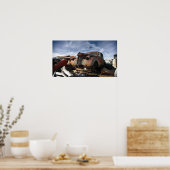 1940 Buick & F-86 Saber overvlucht - junkyard art Poster (Keuken)