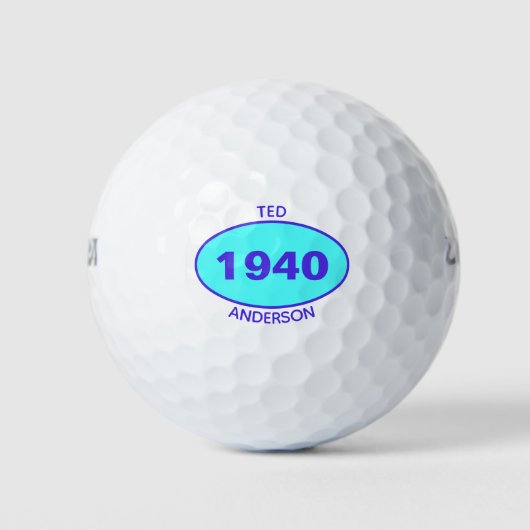 1940 Editable 80th Birthday Blue Personalized Golfballen (Voorkant)