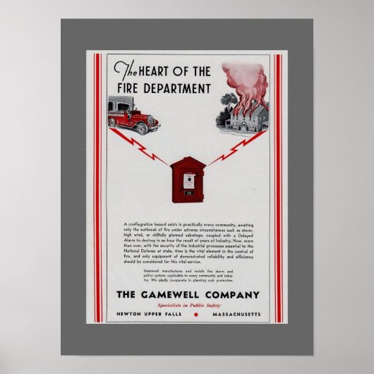 1940 Gamewell Fire Box-reclame Poster (Voorkant)