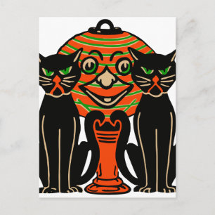 1940  Halloween zwarte kat Briefkaart