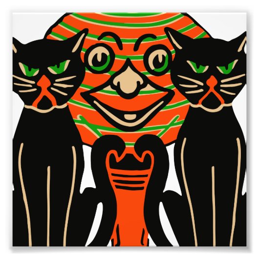1940 Halloween zwarte kat Foto Afdruk (Voorkant)