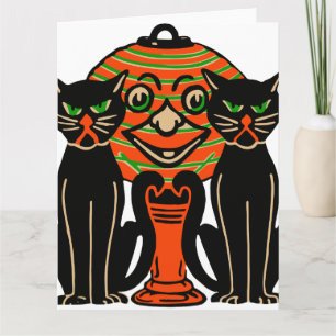 1940  Halloween zwarte kat Kaart