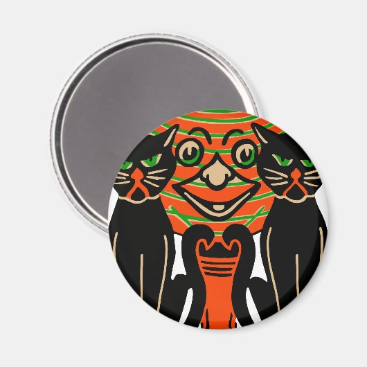 1940  Halloween zwarte kat Magneet (Voorkant / Achterkant)