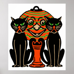 1940  Halloween zwarte kat Poster