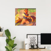 1940 heldhaftige oom Sam rolt zijn sleeve op Poster (Thuiskantoor)