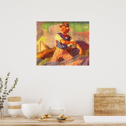 1940 heldhaftige oom Sam rolt zijn sleeve op Poster (Keuken)