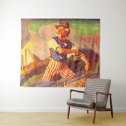 1940 heldhaftige oom Sam rolt zijn sleeve op Wandkleed (In Situ (horizontaal))