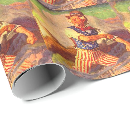 1940 heldhaftige oom Sam rolt zijn sleeves op Cadeaupapier (Rol Hoek)