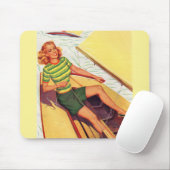 1940 is een meisje op een boot muismat (Met muis)