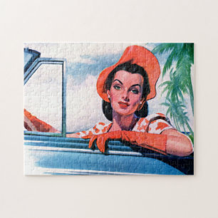 1940 mooie vrouw in de auto legpuzzel