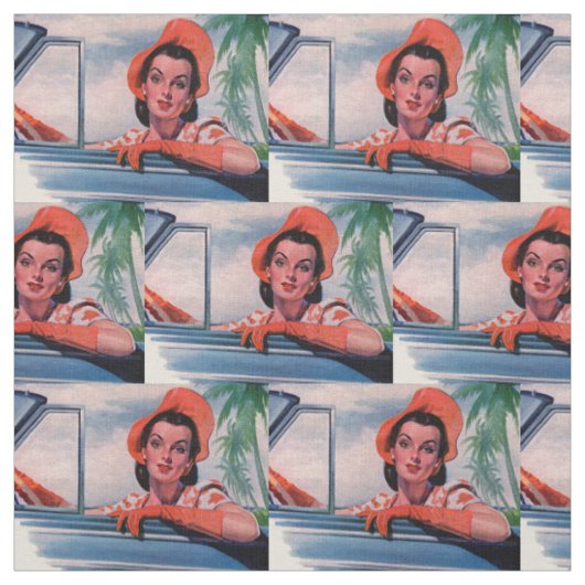 1940 mooie vrouw in de auto stof (Swatch)