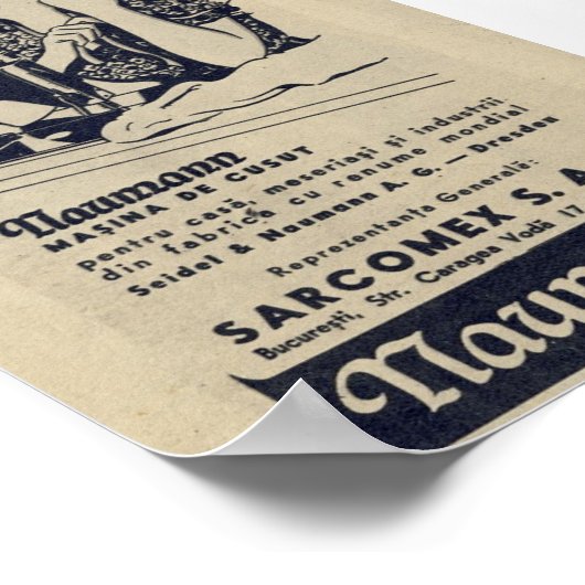 1940 naaimachine, roemeens, NAUMANN Poster (Hoek)