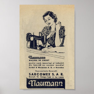  1940 naaimachine, roemeens, NAUMANN Poster
