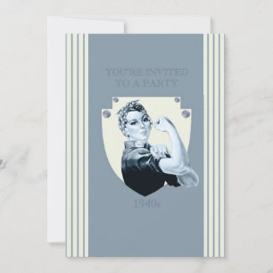 1940 retro patriottische sterke vrouw kaart