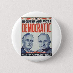1940 Roosevelt - Truman Ronde Button 5,7 Cm