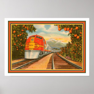 1940 Santa Fe Chief/Oranje Groves Poster