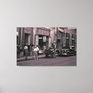 1940 Spanje Straatfotografie Lopez Schoonheidssalo Canvas Afdruk