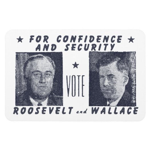 1940 Stemming Roosevelt + Wallace, grijs Magneet (Horizontaal)