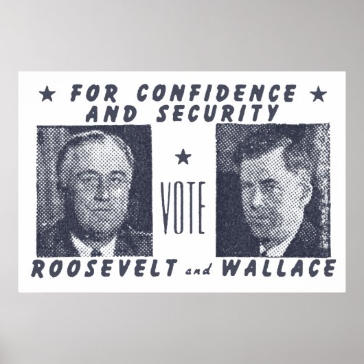 1940 Stemming Roosevelt + Wallace, grijs Poster (Voorkant)
