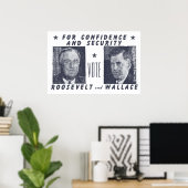 1940 Stemming Roosevelt + Wallace, grijs Poster (Thuiskantoor)