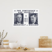 1940 Stemming Roosevelt + Wallace, grijs Poster (Keuken)