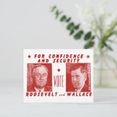 1940 Stemming Roosevelt + Wallace, rood Briefkaart (Staand voorkant)