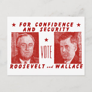 1940 Stemming Roosevelt + Wallace, rood Briefkaart